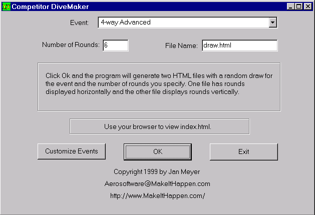 Competitor DiveMaker  Interface